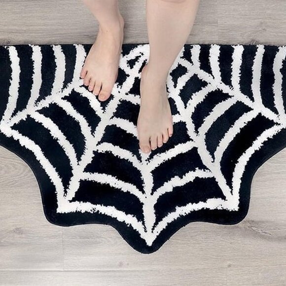 NEW Spider Web Bath Mat - Halloween Rug Bathroom Decor Gothic Home , 32" x 20" - Picture 8 of 9